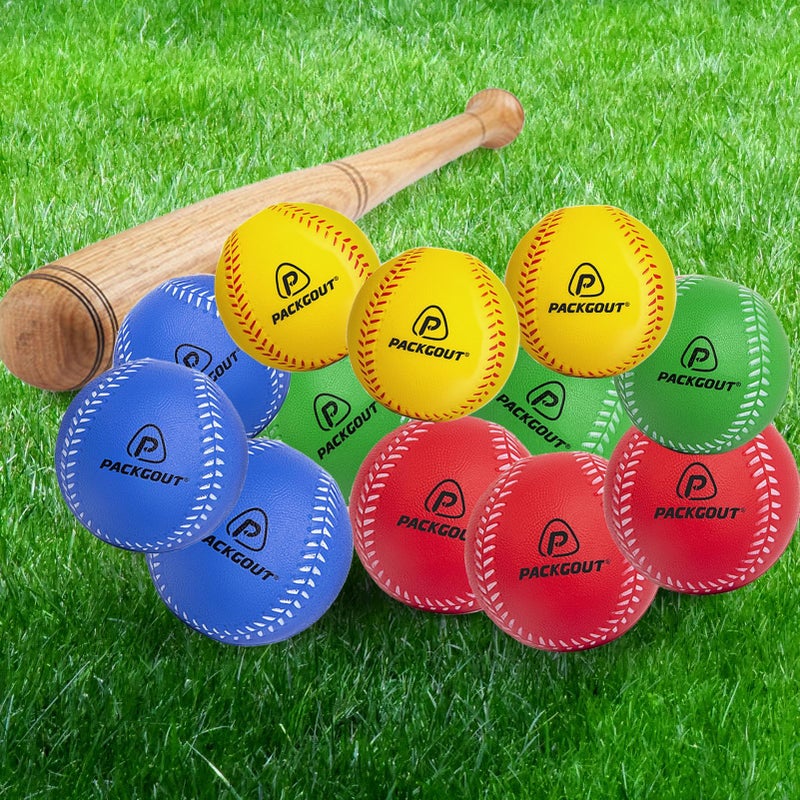 PACKGOUT Soft Baseballs, Foam Baseballs for Kids Teenager Players Training Balls 12Pcs (Red, Blue, Yellow, Green) - Image 4
